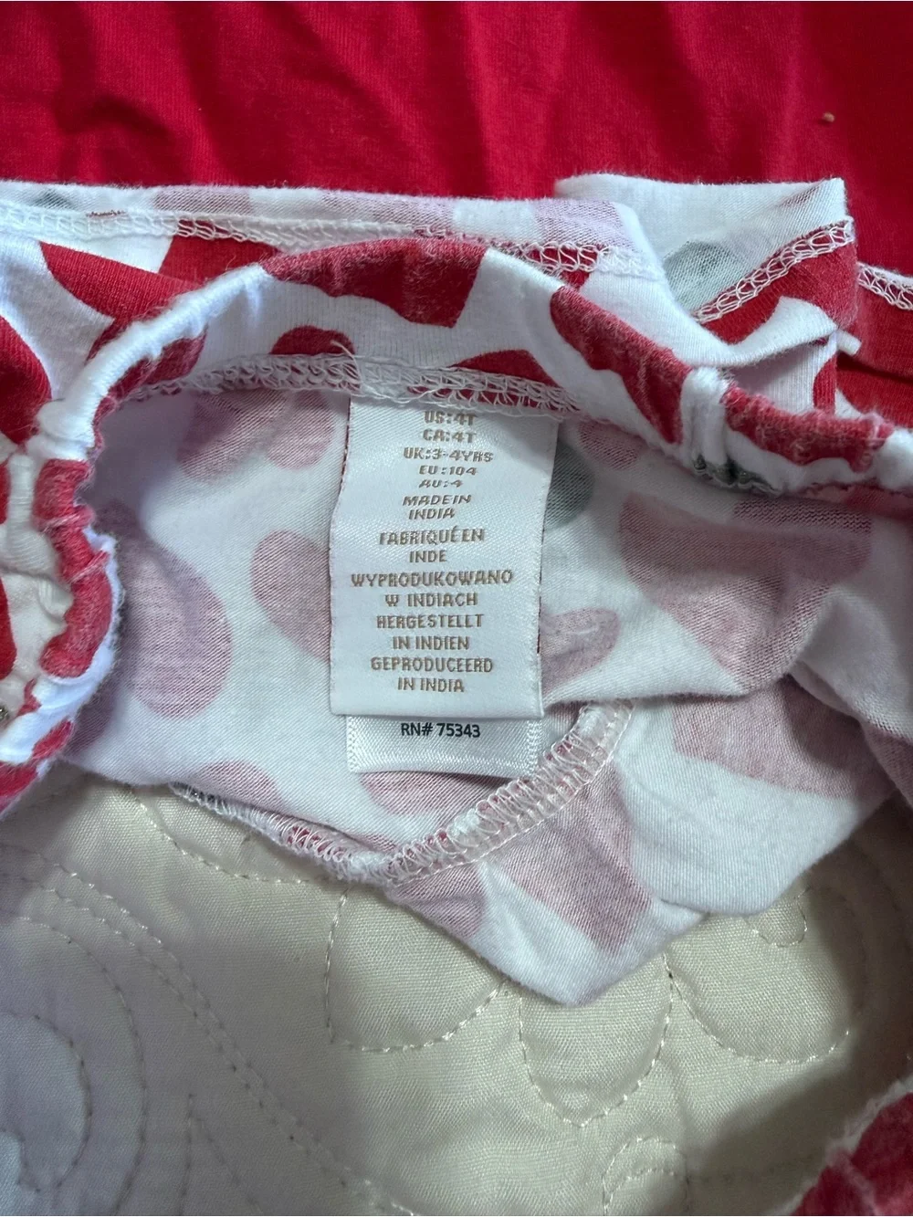 Toddler 4T girls matching skirt set red heart gold glitter Tommy Bahama